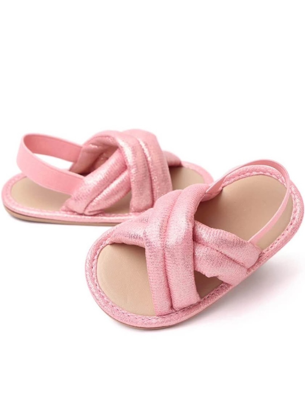 Pink Velvet Crisscross Slingback Kids Sandals (12-18 months)